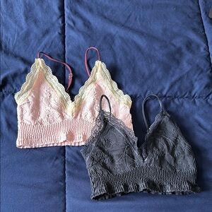 Free people Lace Bralette Set - Pink and Black